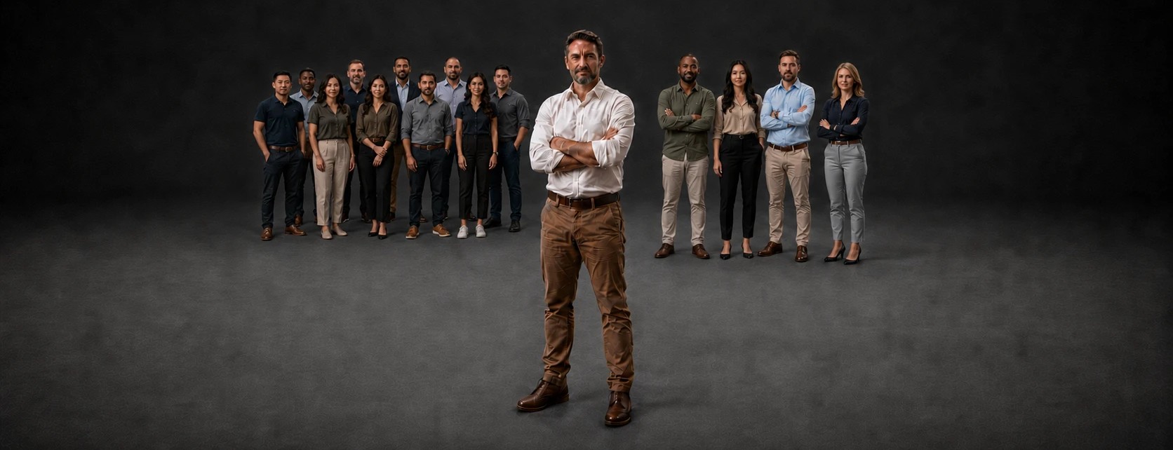 Avner Baruch standing in front of the Project Moneyball revenue team